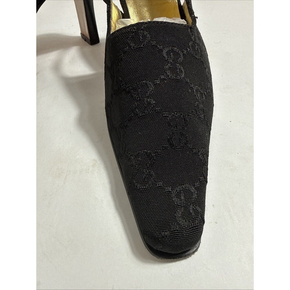 Vito Italian Shoes Womens 6.5 Black Sling Back Cloth Upper 3” Heels Leather Sole - Picture 2 of 11